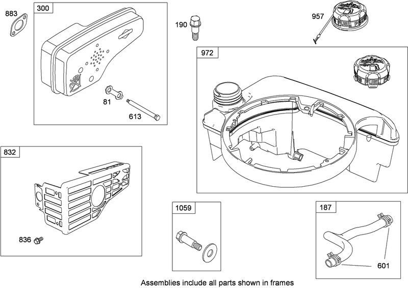 Muffler and Fuel Tank Assembly Briggs and Stratton 122T07 2058 B1