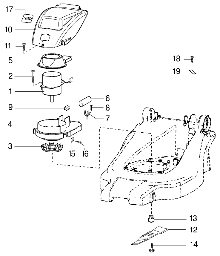 Motor and Blade Assembly Model No 21070 21071 and 21072