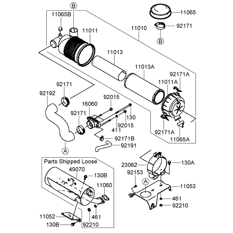 Air Filter and Muffler Assembly Kawasaki FH770D-AS05