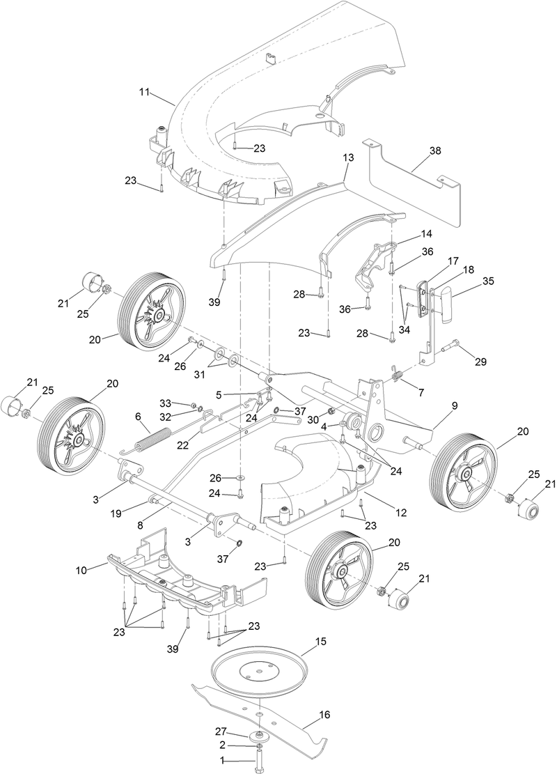 Deck Wheel and Blade Assembly