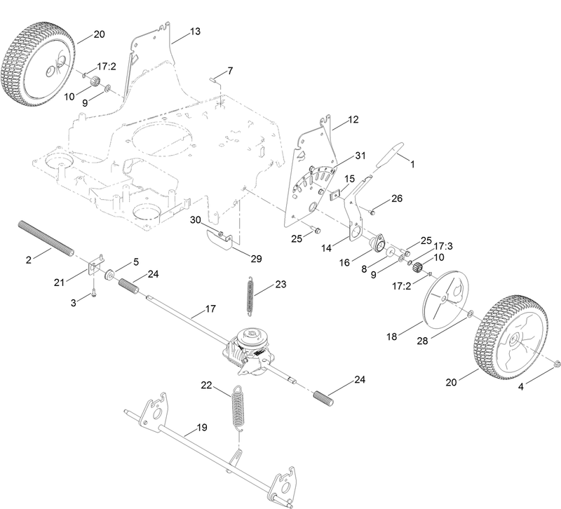 Rear Wheel and Height of Cut Assembly