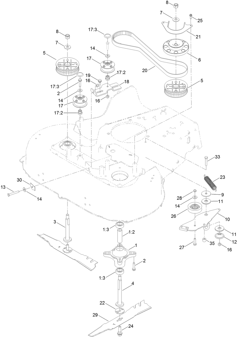Belt Spindle and Blade Assembly