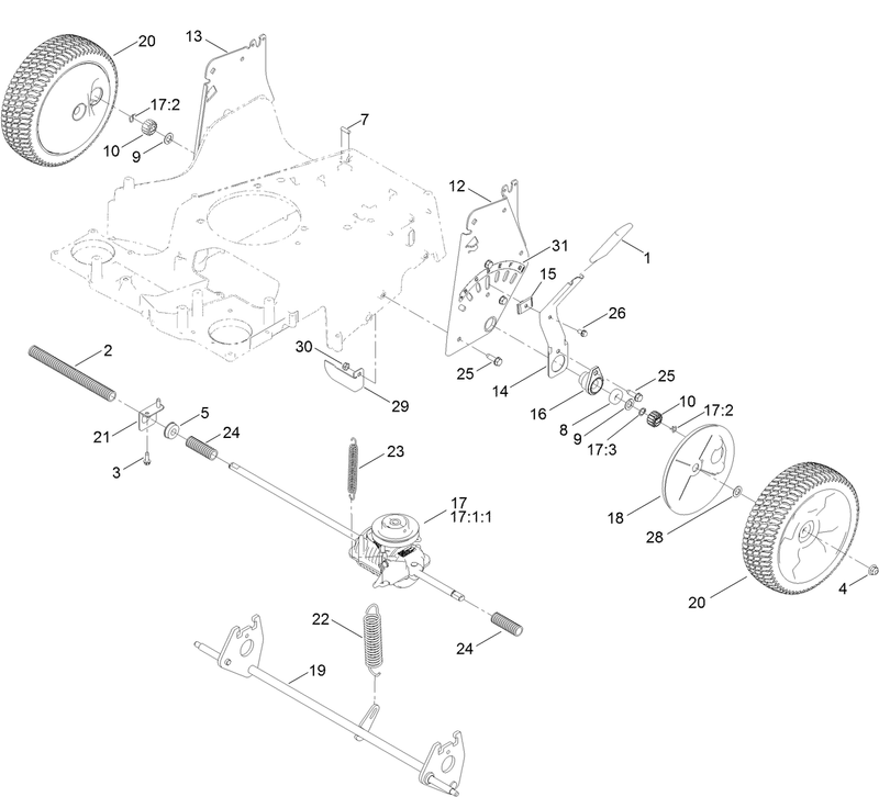 Rear Wheel and Height of Cut Assembly