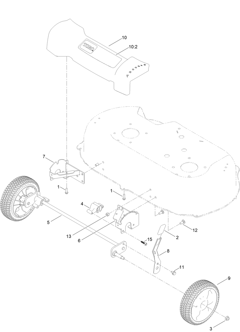 Front Wheel and Height of Cut Assembly