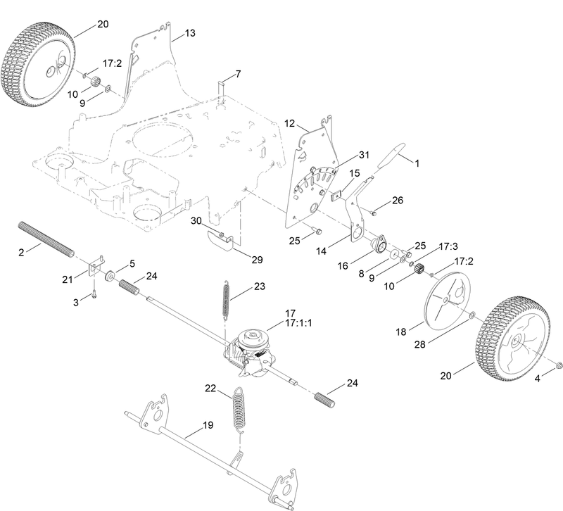 Rear Wheel and Height of Cut Assembly