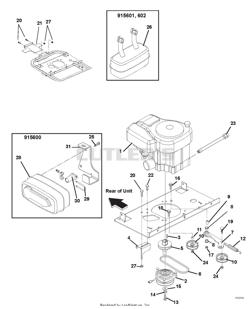 Engine, Exhaust, Belts and Idlers