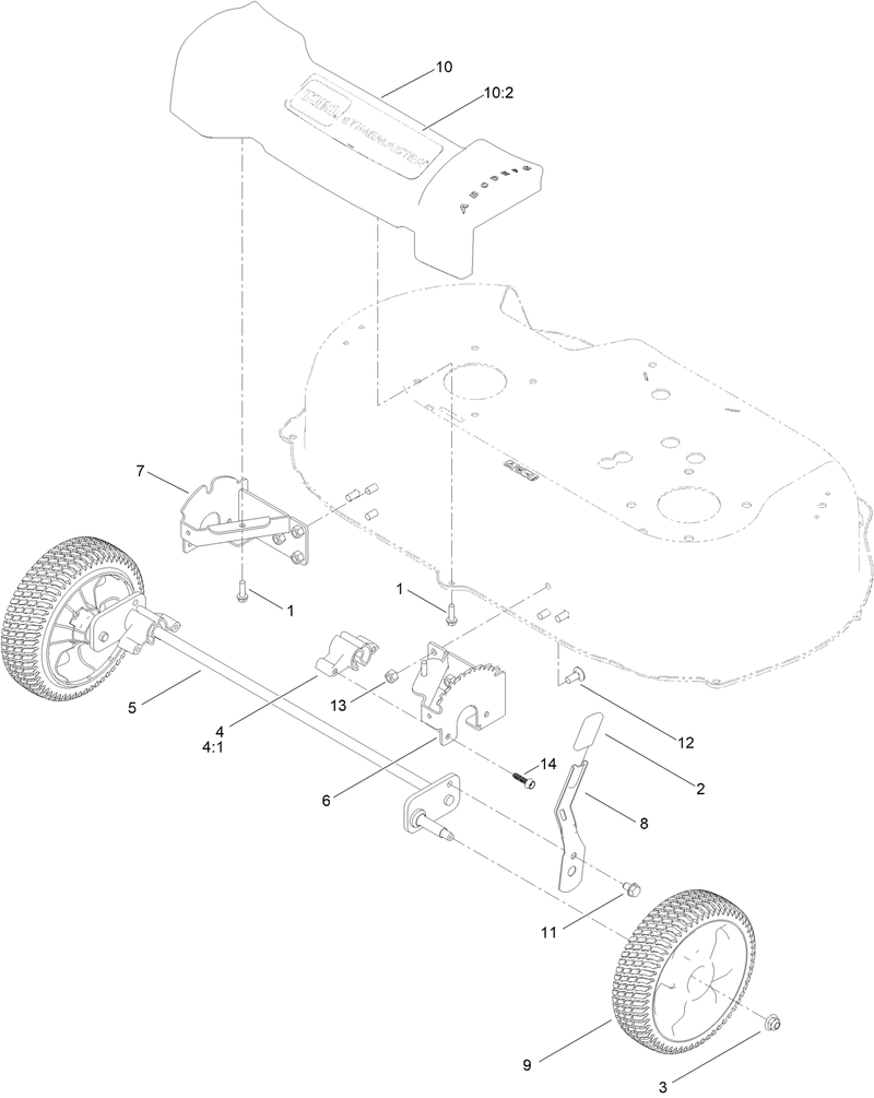 Front Wheel and Height of Cut Assembly