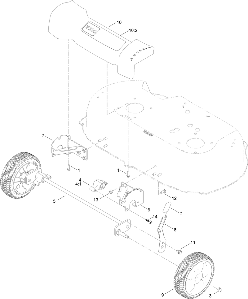 Front Wheel and Height of Cut Assembly
