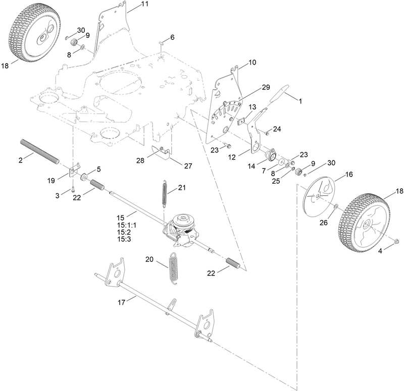Rear Wheel and Height of Cut Assembly