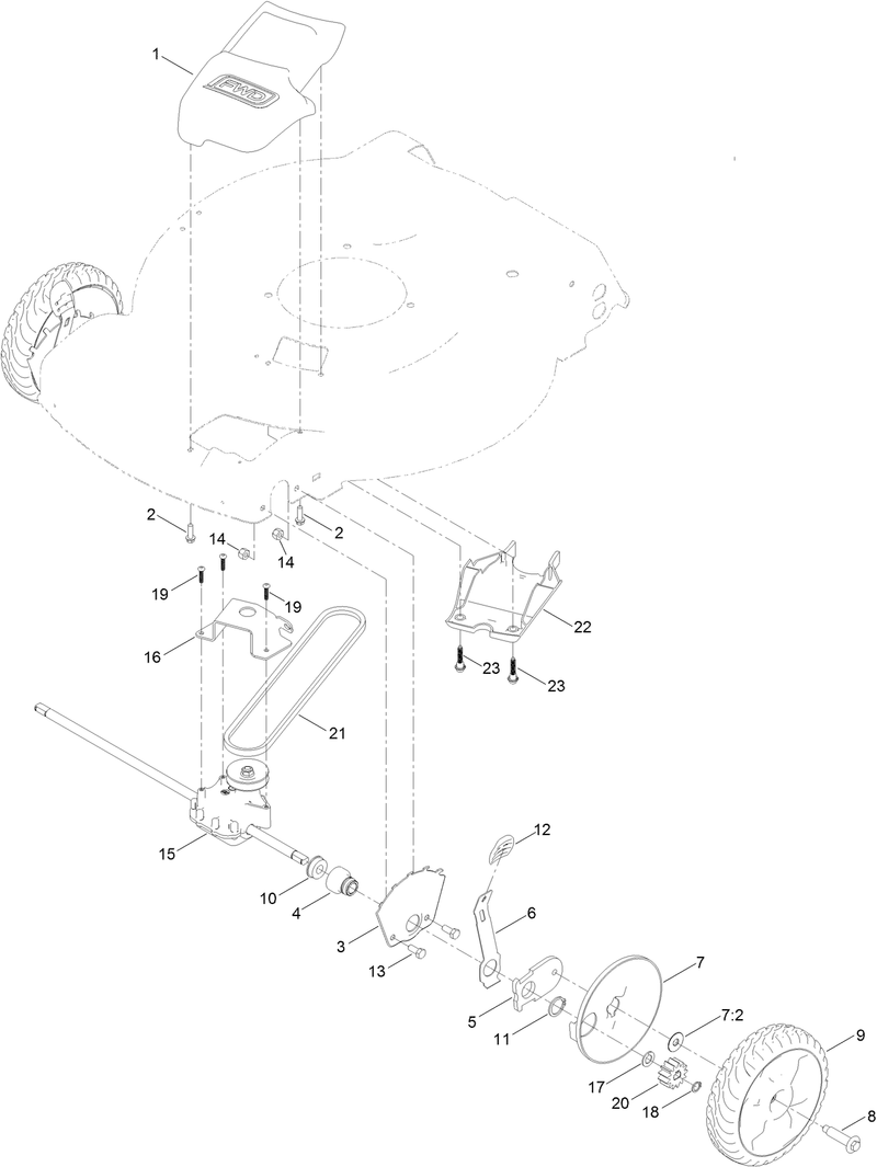 Front Wheel and Height of Cut Assembly