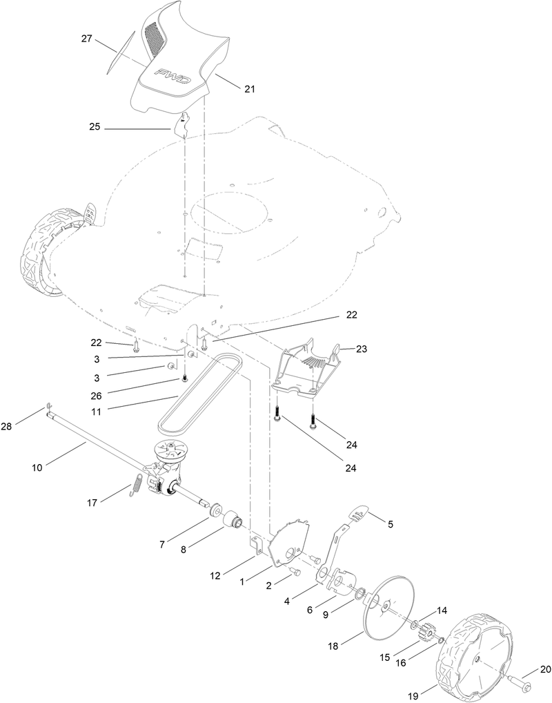 Front Wheel and Height of Cut Assembly