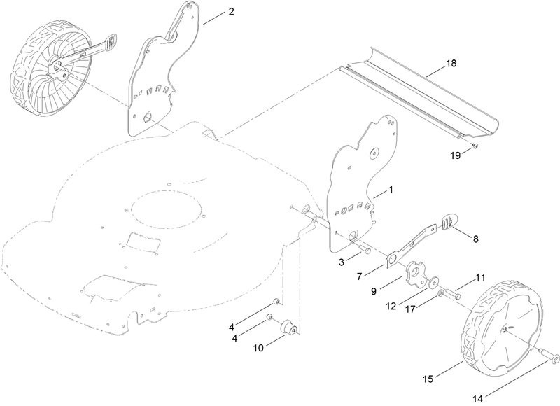 Rear Wheel and Height of Cut Assembly