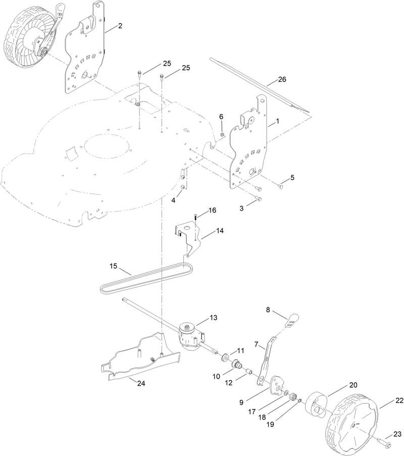 Rear Wheel and Height of Cut Assembly
