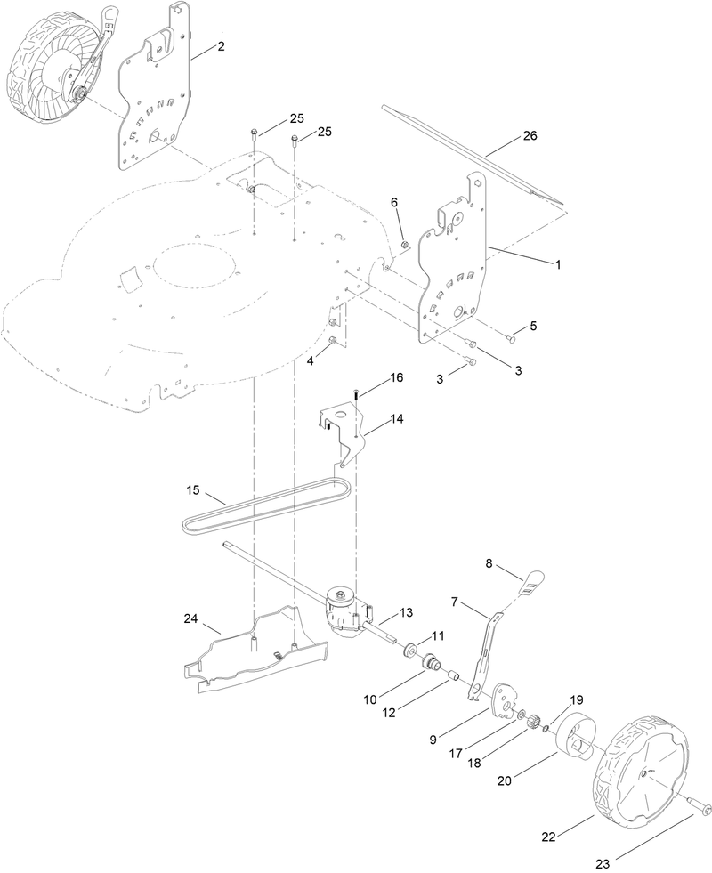 Rear Wheel and Height of Cut Assembly