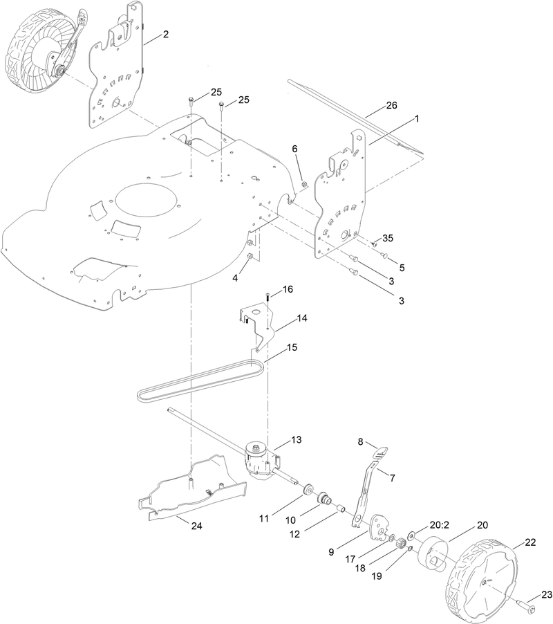Rear Wheel and Height of Cut Assembly