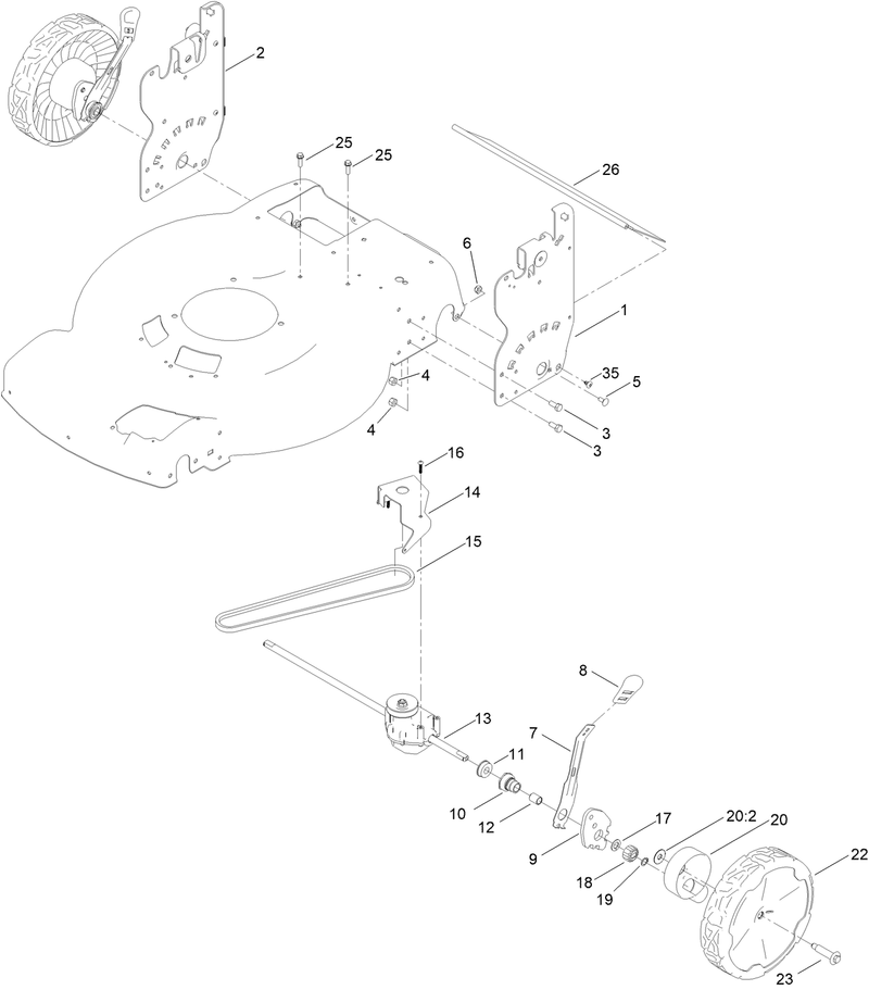 Rear Wheel and Height of Cut Assembly