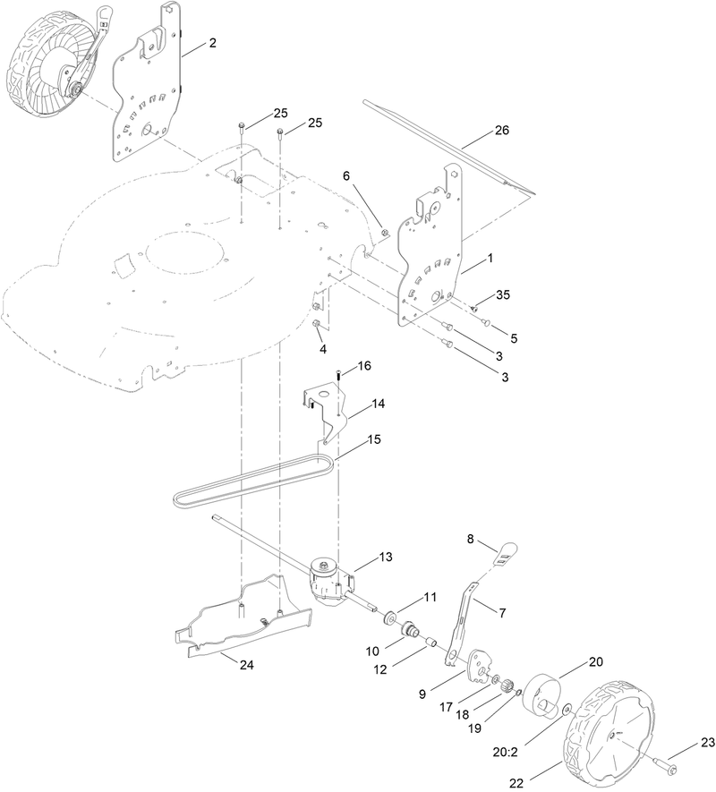 Rear Wheel and Height of Cut Assembly