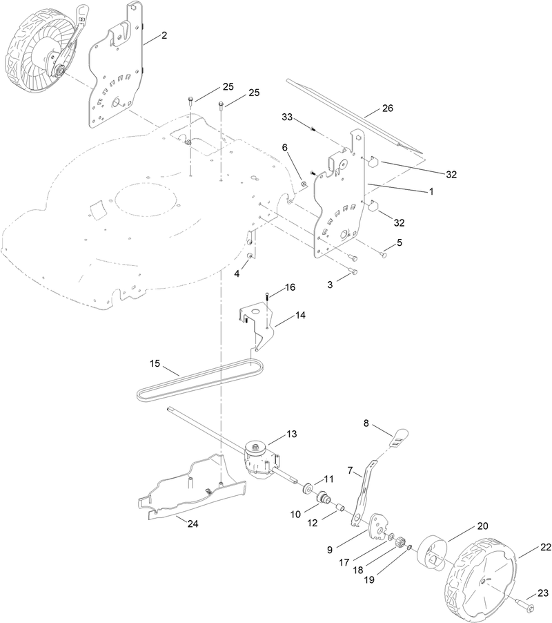 Rear Wheel and Height of Cut Assembly