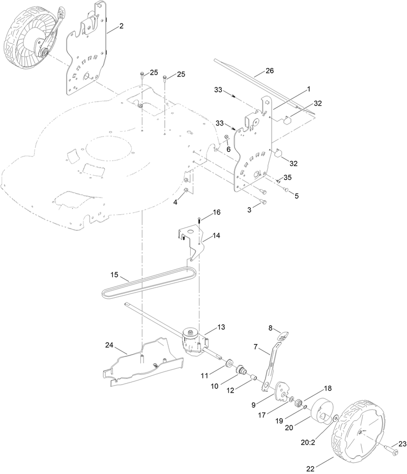 Rear Wheel and Height of Cut Assembly