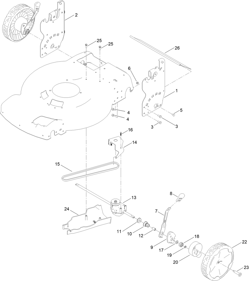 Rear Wheel and Height of Cut Assembly
