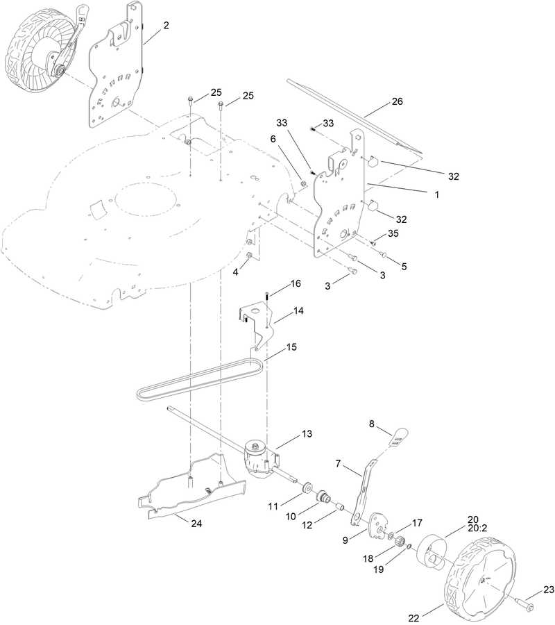 Rear Wheel and Height of Cut Assembly