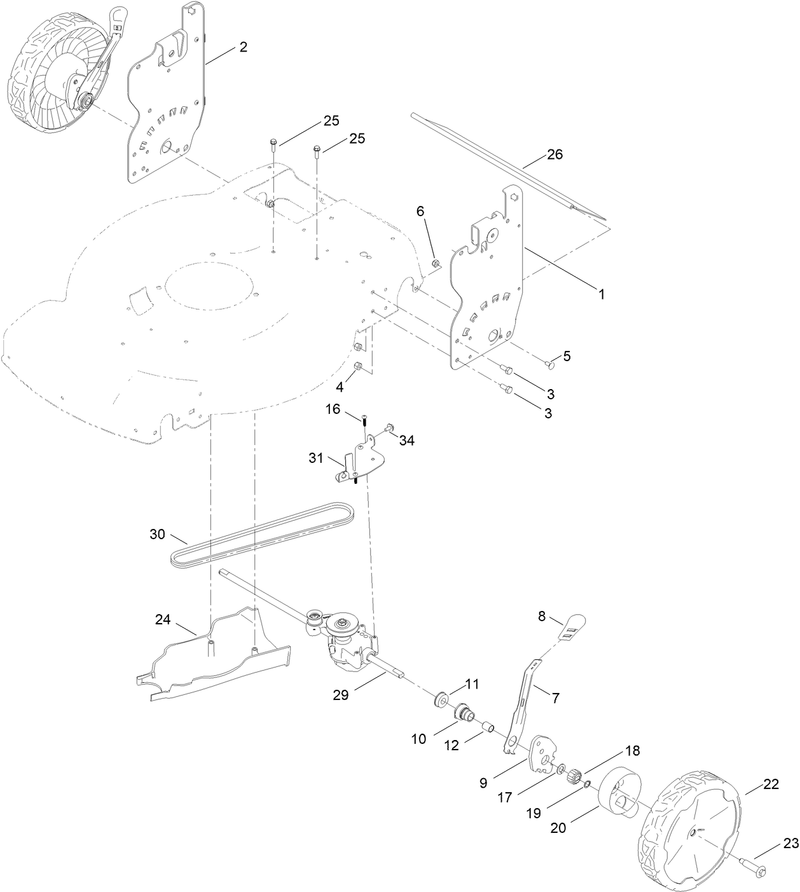 Rear Wheel and Height of Cut Assembly