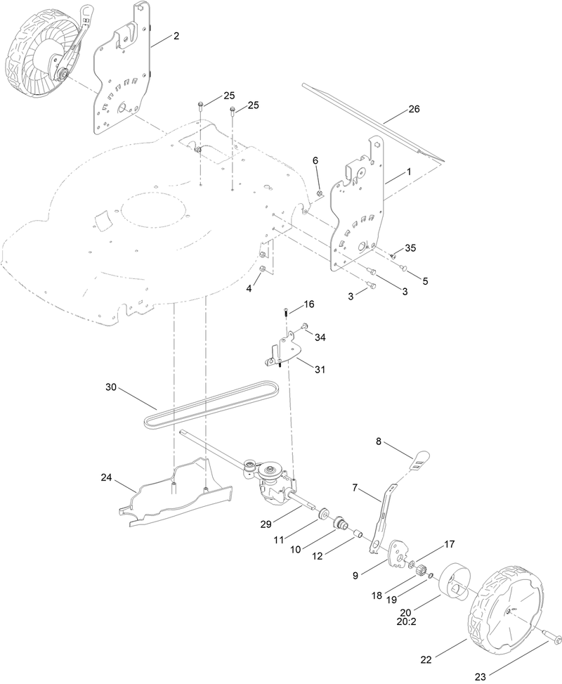 Rear Wheel and Height of Cut Assembly