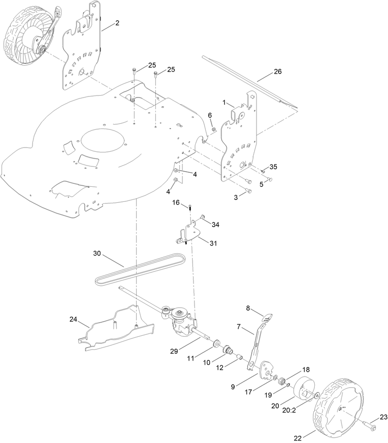 Rear Wheel and Height of Cut Assembly