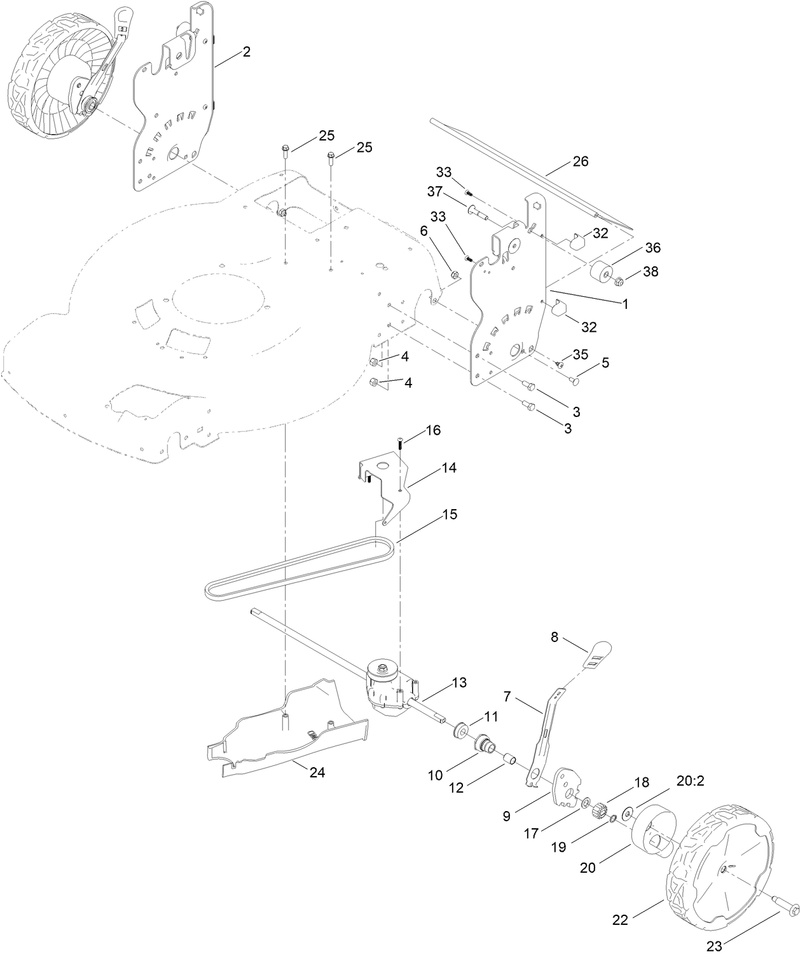 Rear Wheel and Height of Cut Assembly