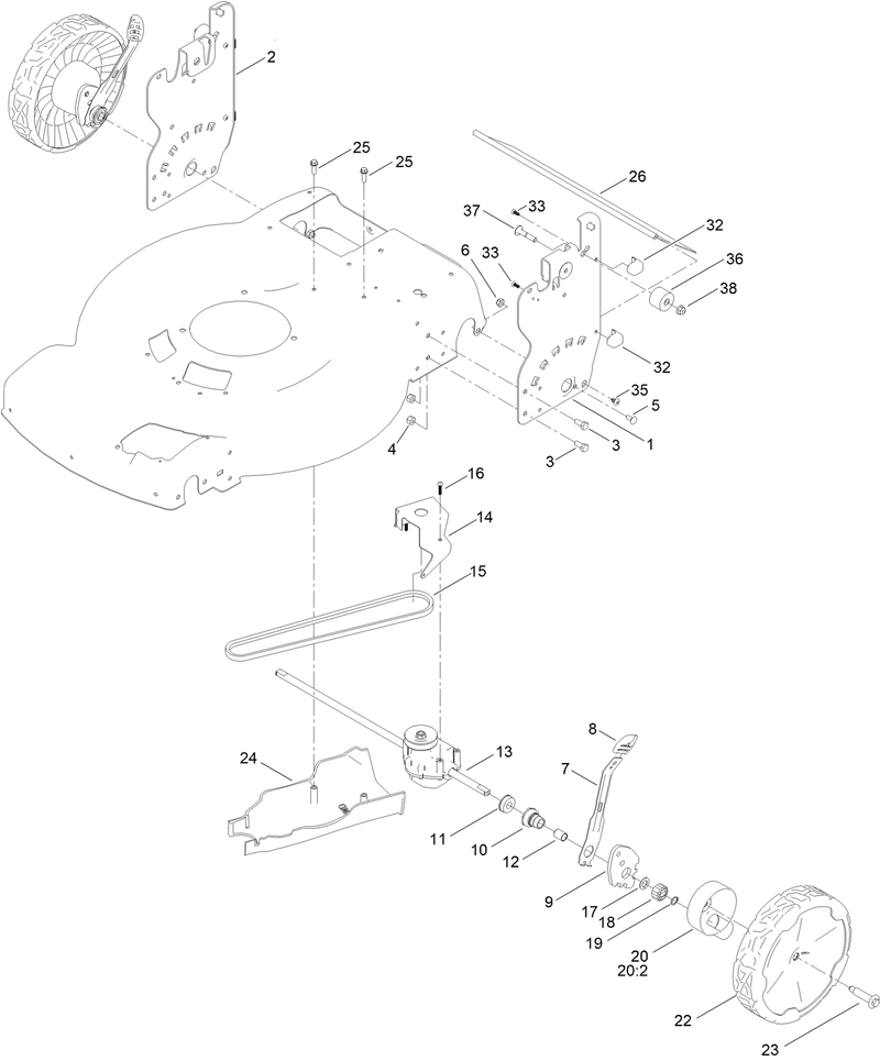 Rear Wheel and Height of Cut Assembly
