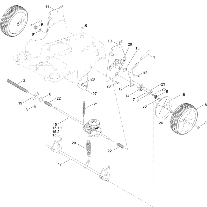 Rear Wheel and Height of Cut Assembly