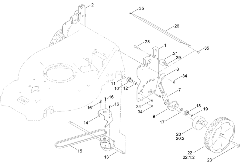 Rear Wheel and Height of Cut Assembly