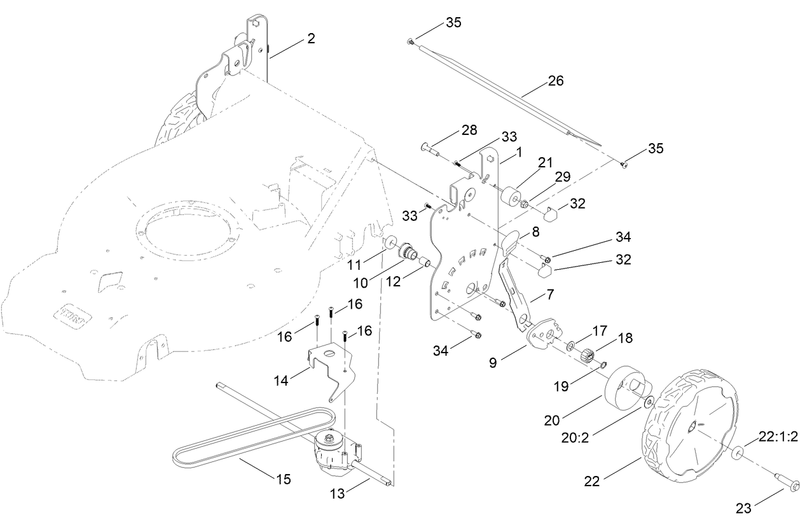 Rear Wheel and Height of Cut Assembly
