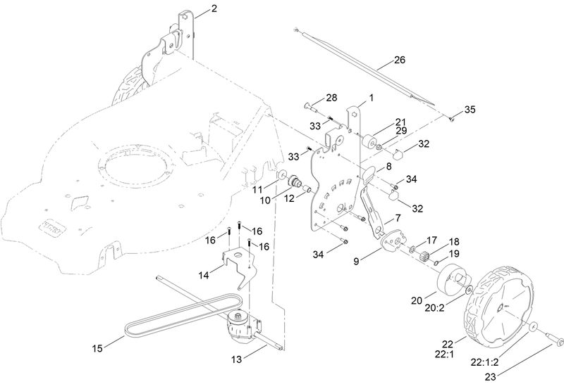 Rear Wheel and Height of Cut Assembly