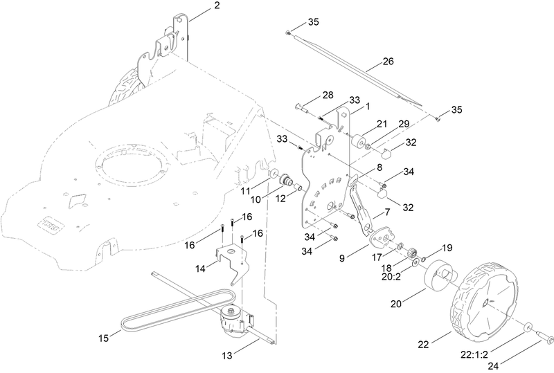 Rear Wheel and Height of Cut Assembly