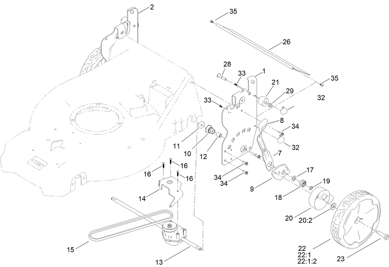 Rear Wheel and Height of Cut Assembly