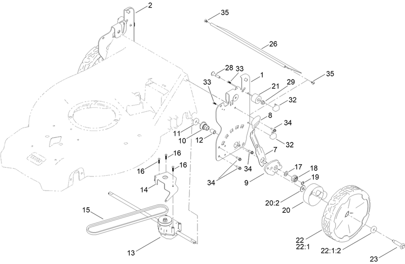 Rear Wheel and Height of Cut Assembly