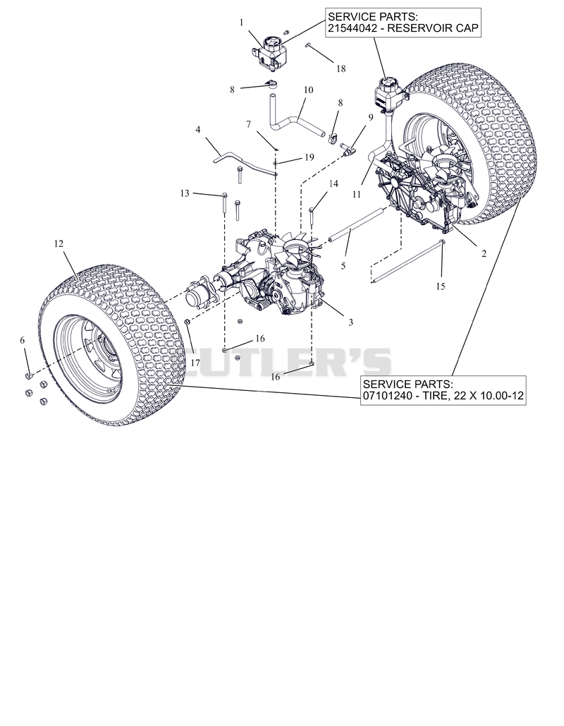 Rear Tires and Transaxles - 48"