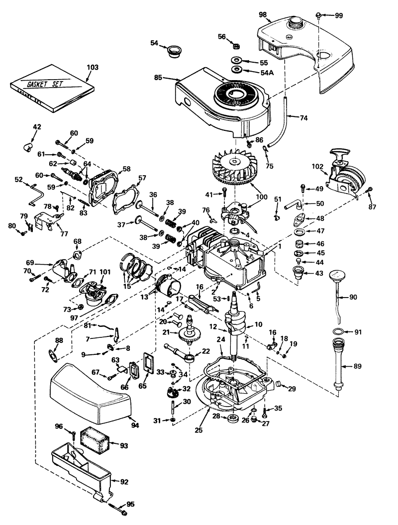 Engine Tecumseh Model Tnt100 10042 mower Model No 21610