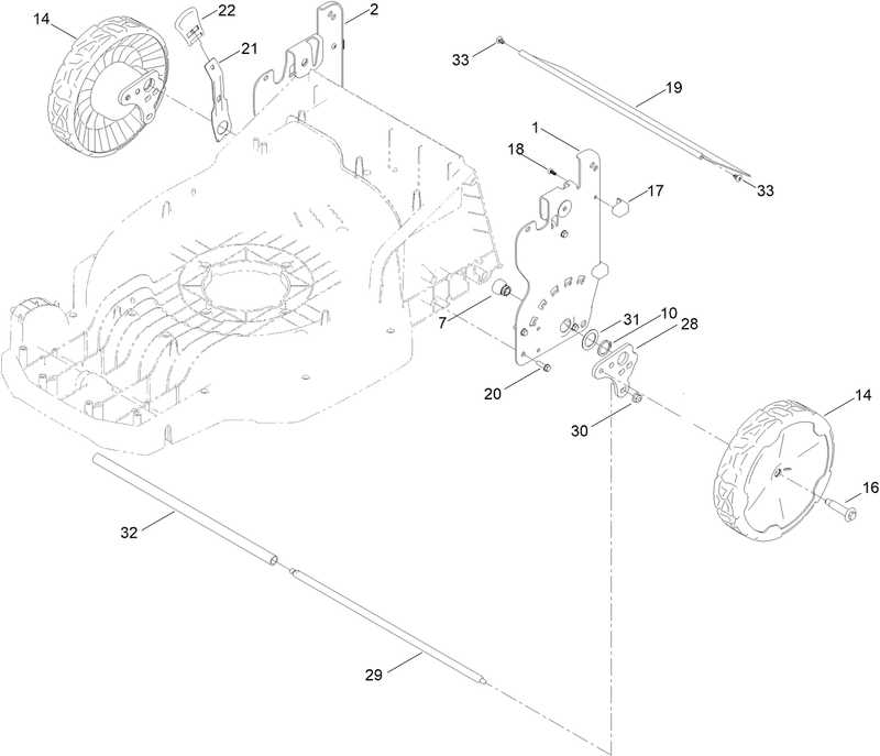 Rear Wheel and Height of Cut Assembly