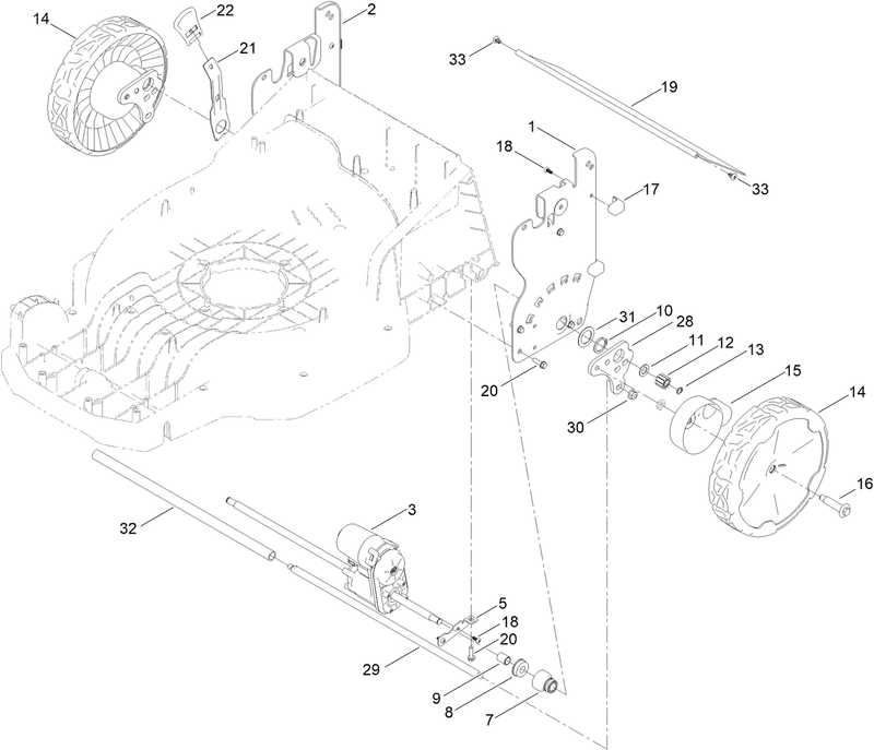 Rear Wheel and Height of Cut Assembly