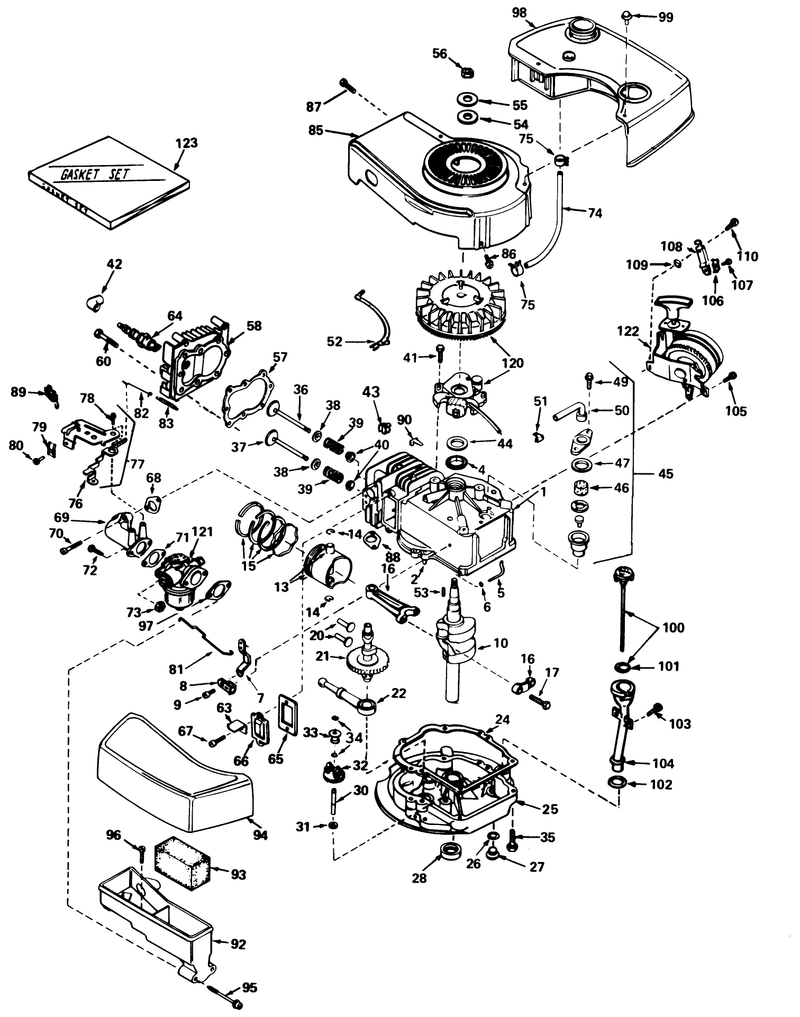 Engine Tecumseh Model No Tnt 100 10055b mower Model No 21658