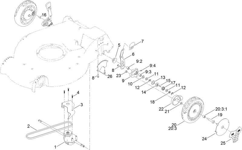 Rear Wheel and Height of Cut Assembly