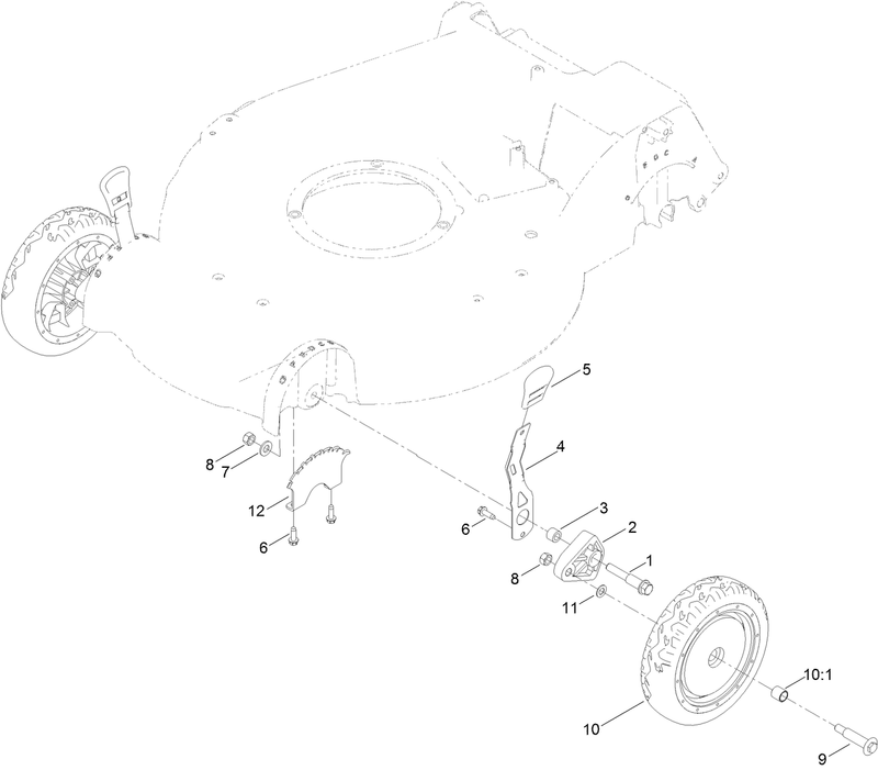 Front Wheel and Height of Cut Assembly