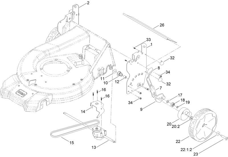 Rear Wheel and Height of Cut Assembly