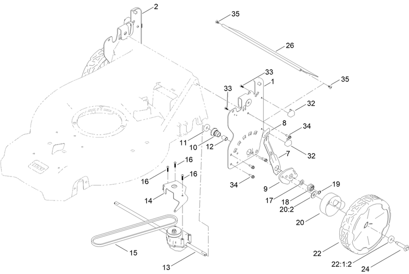 Rear Wheel and Height of Cut Assembly