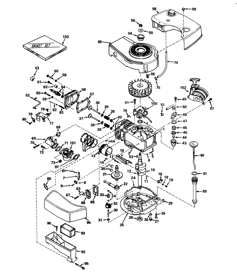 Engine Tecumseh Model Tnt100 10042 mower Model No 21610