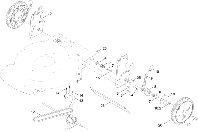 Rear Wheel and Height of Cut Assembly