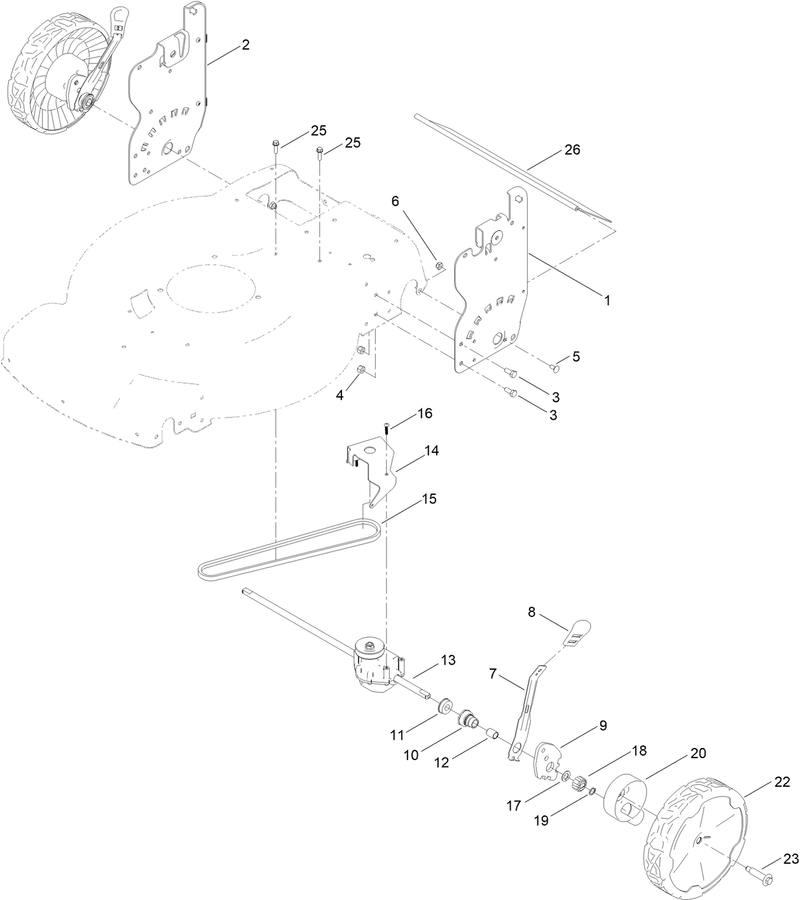 Rear Wheel and Height of Cut Assembly