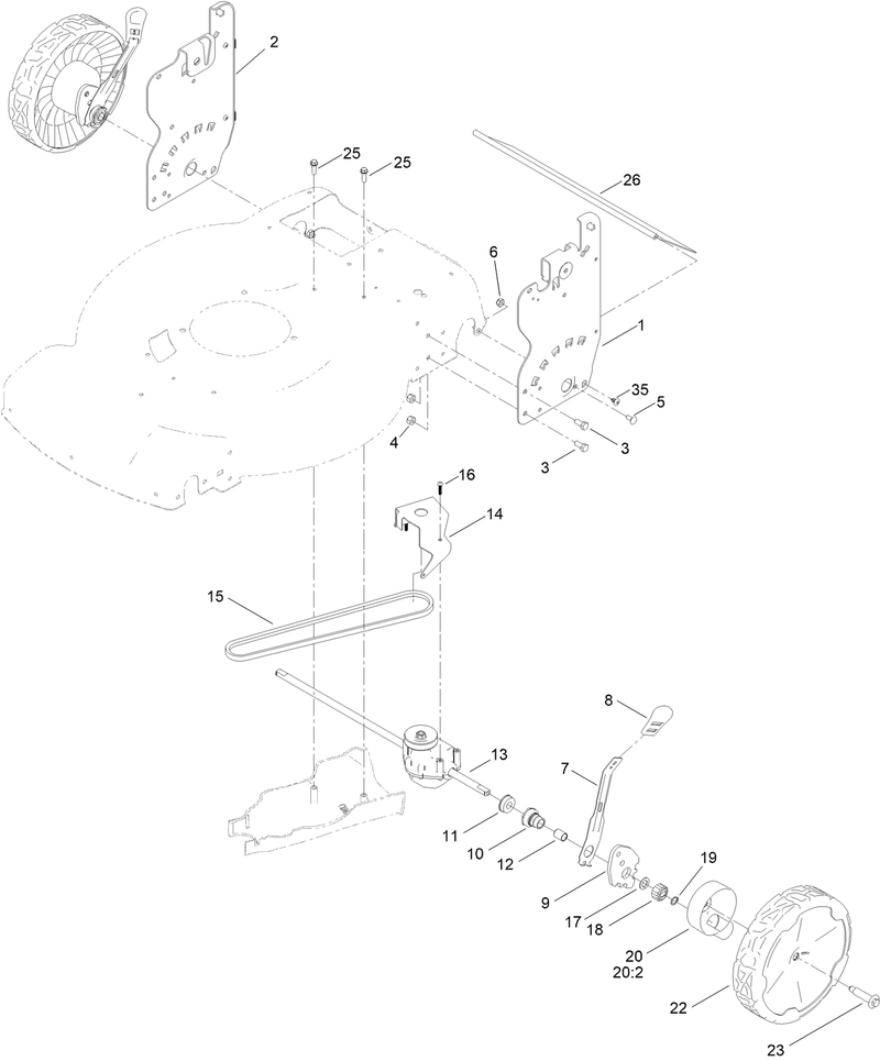 Rear Wheel and Height of Cut Assembly